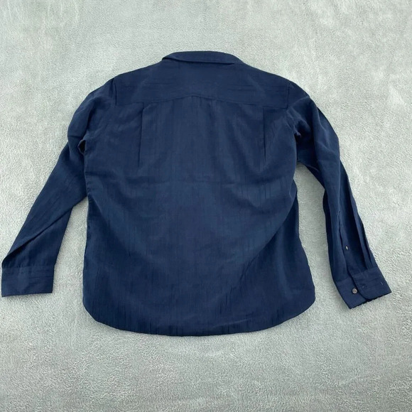 Moda Campia Moda Mens Long Sleeve Navy Polyester Shirt L 0391 - Picture 2 of 7